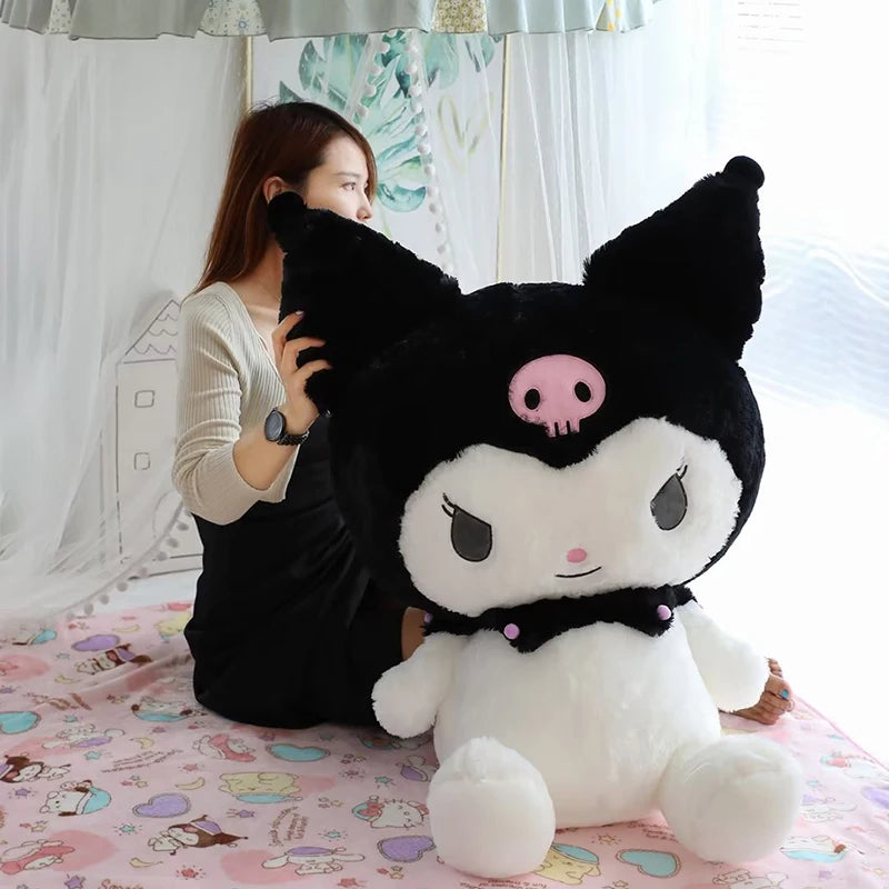 Big Size Sanrio Kuromi Series Plush Toys Kawaii Kuromi Stuffed Dolls Bedside Pillow Bay Window Large Cushion Gift For Kids