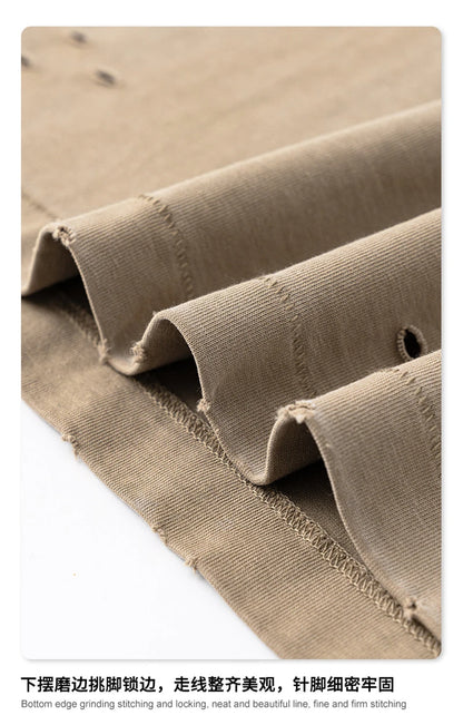 ZODF 2025 Summer 285gsm Washed Tank Tops For Men Unisex American Retro Cut Distressed Oversized Sleeveless TEE Vest HY1006