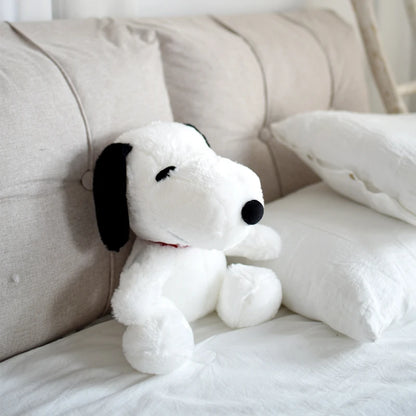 Cartoon Snoopy Plush Toy Stuffed Animal Black and White Dog Plushies Lovely Sitting Dog Doll Sofa Bed Room Decor Gifts Girl