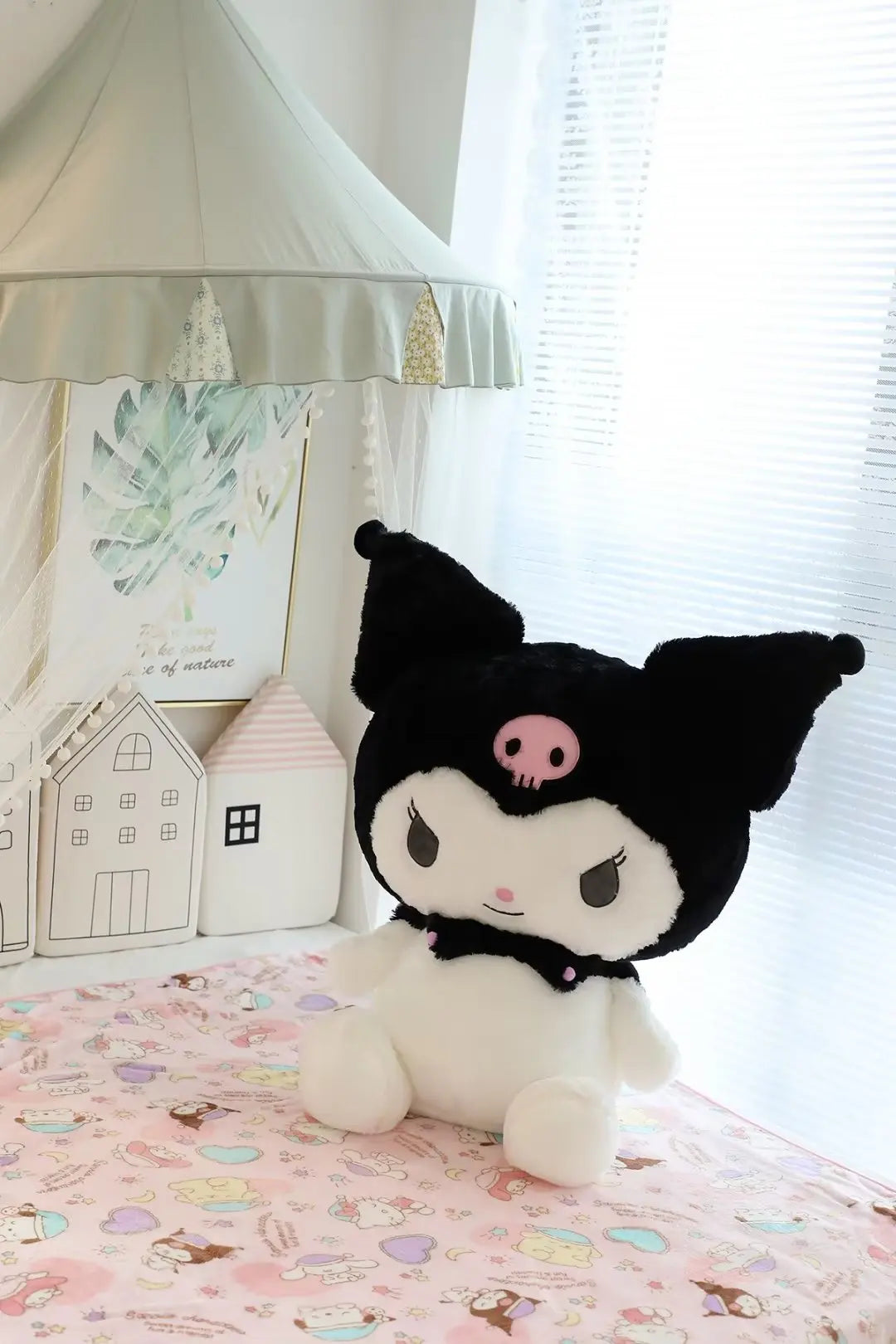 Big Size Sanrio Kuromi Series Plush Toys Kawaii Kuromi Stuffed Dolls Bedside Pillow Bay Window Large Cushion Gift For Kids