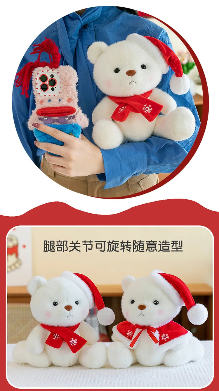 Plush Teddy Bear with Sweater Scarf for Kids Birthday Xmas Gift Cute Jointed Couple Bears Stuffed Animal Toy for Valentine