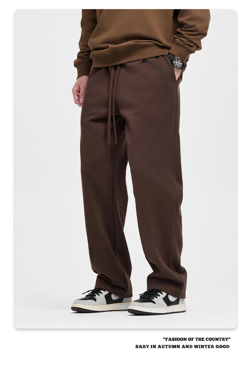 ZODF 2025 Winter Man Basic 420gsm Straight Pants Unisex Loose Clean Fit Sport Trousers Brand Streetwears HY0061