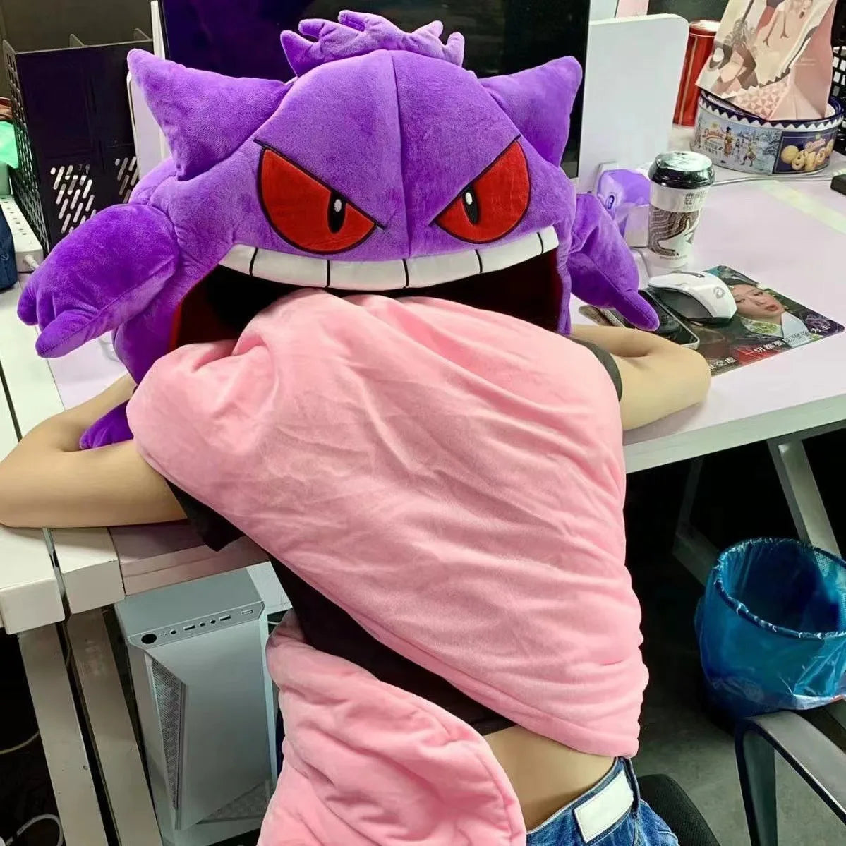 New Pokemon Gengar Cartoon Anime Kawaii Elf Sleep Pillow Dual Purpose Nap Blanket Toys Doll Super Soft Big Mouth Gifts
