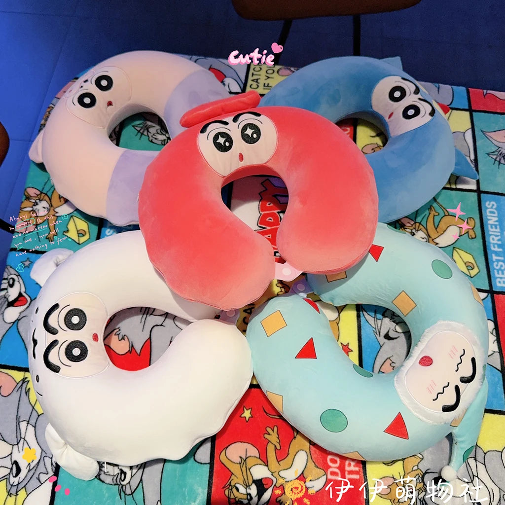 Memory Foam Cartoon Crayon Shin Chan U-shaped Pillow Travel Portable Neck Pillow Office Slow Rebound Napping Pillow Washable