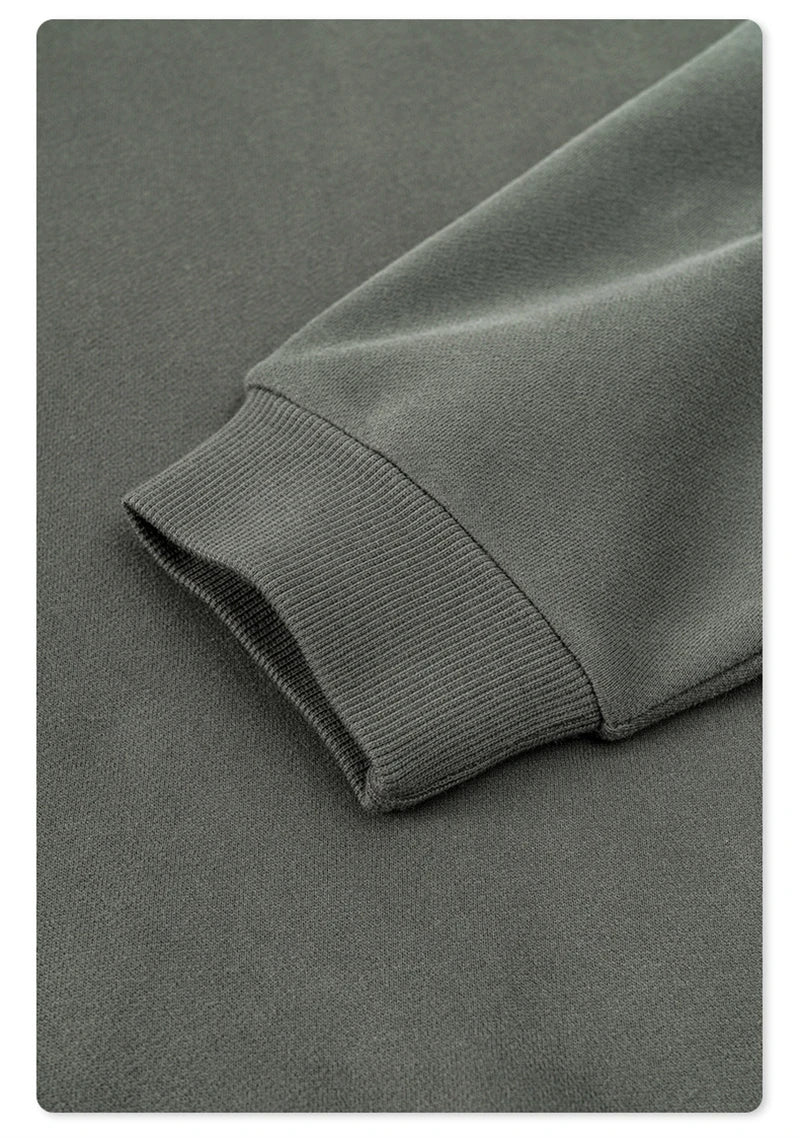 ZODF New Winter Men Solid Fleece Hoodies Unisex Women 345gsm Loose Warm Side Zipper Pocket Hooded Pullovers Brand Clothes HY0867