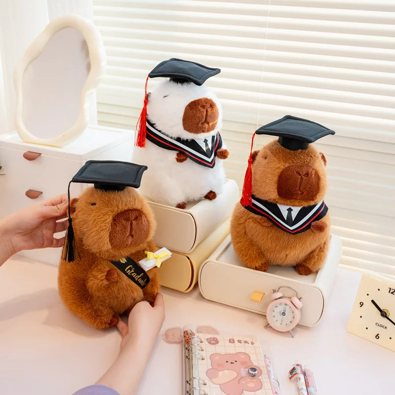 2025 Graduation Gift Stuffed Animal Plushies Capybara Bear Dog Soft Toy Cute Plush Owl with Bachelor's Gown Doctoral Cap
