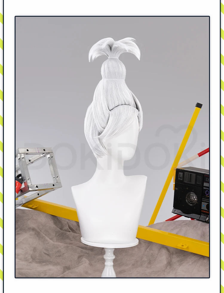 IN STOCK Seiko Ayase Wig Anime Dandadan Cosplay DokiDoki Halloween Grey Hair DAN DA DAN Seiko Glasses Ear Clips Patch Free Cap