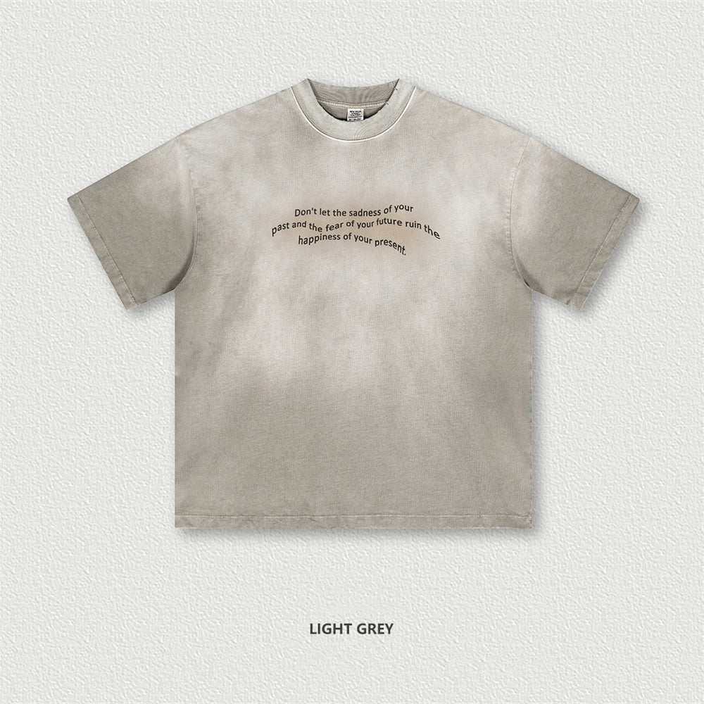 ZODF Summer High Street Printing T-Shirts For Men Unisex Retro Washed 250gsm Ripped Cotton T Shirt Brand Tops HY0858