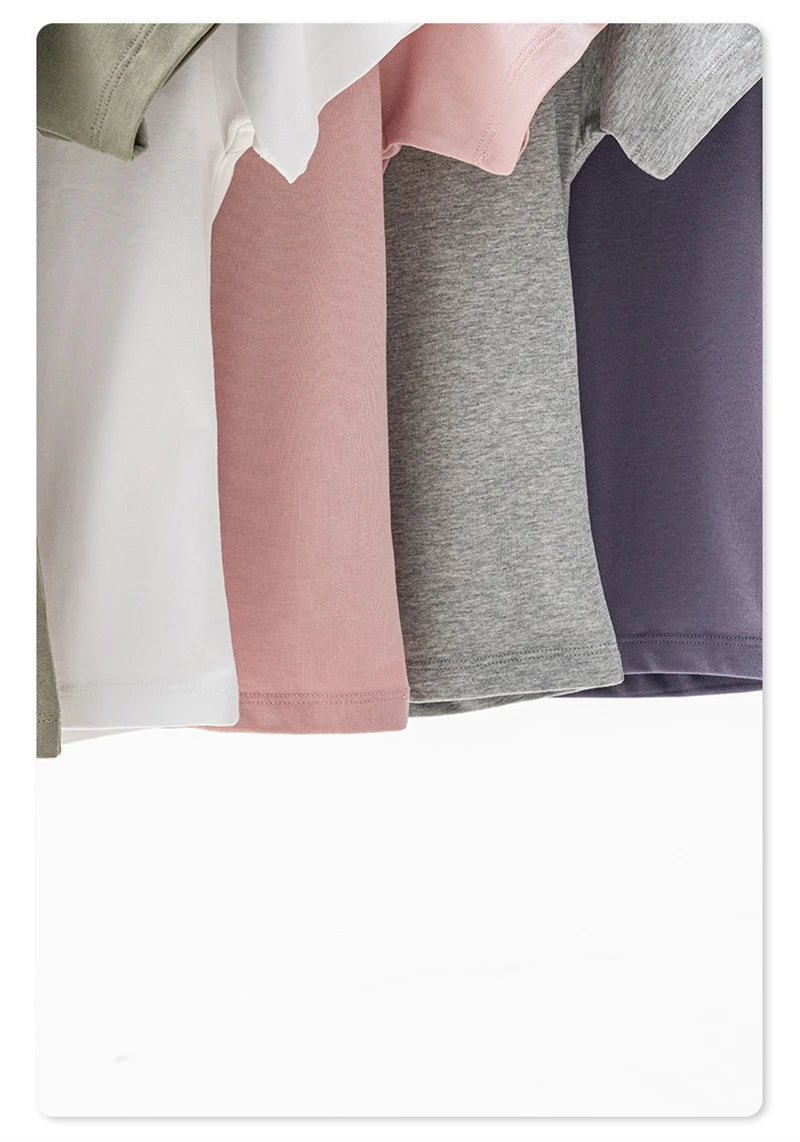 ZODF Women 2025 Summer 255gsm Cotton T-Shirts Hotsweet Girls Casual Solid Comfortable Sport T Shirt Brand Tops HY0978