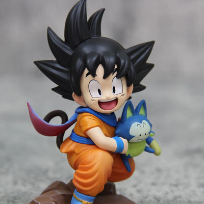 Dragon Ball Childhood Little Goku Hugs Puer Ya Mu Tea Little Follower Figure Doll Pvc Model Statue Collection Toys Ornamen Gift