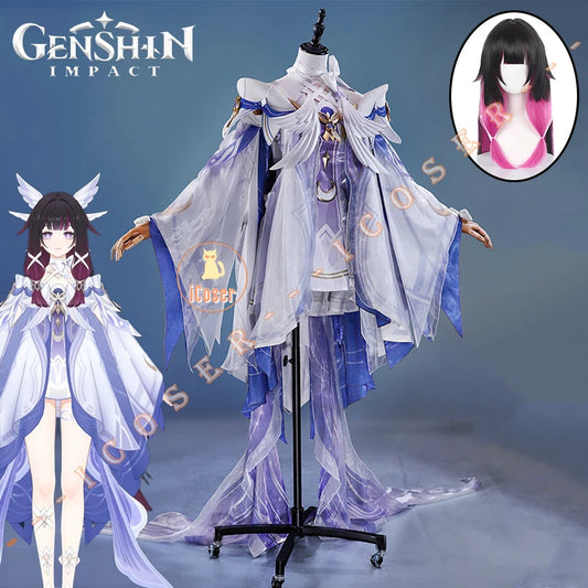 Genshin Impact Columbina Cosplay Costume The Damselette Dress Uniform Metal Prop Eleven Fatui Harbingers Halloween Women Girls