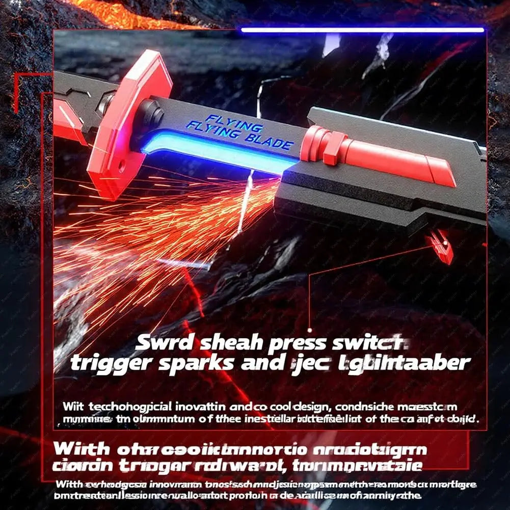 Colorful Streamer Glowing Sparkblade Sword Toy with Spark & Smoke Effects – Collectible Cosplay Katana Prop