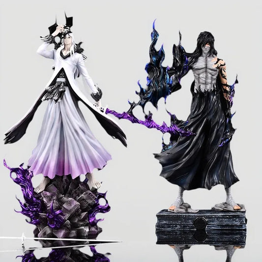 31-33cm Bleach Ichigo Figure Hollow White Horned & Mugetsu Form PVC Anime Peripheral Desktop Decor Collectible Statue Fan Gift