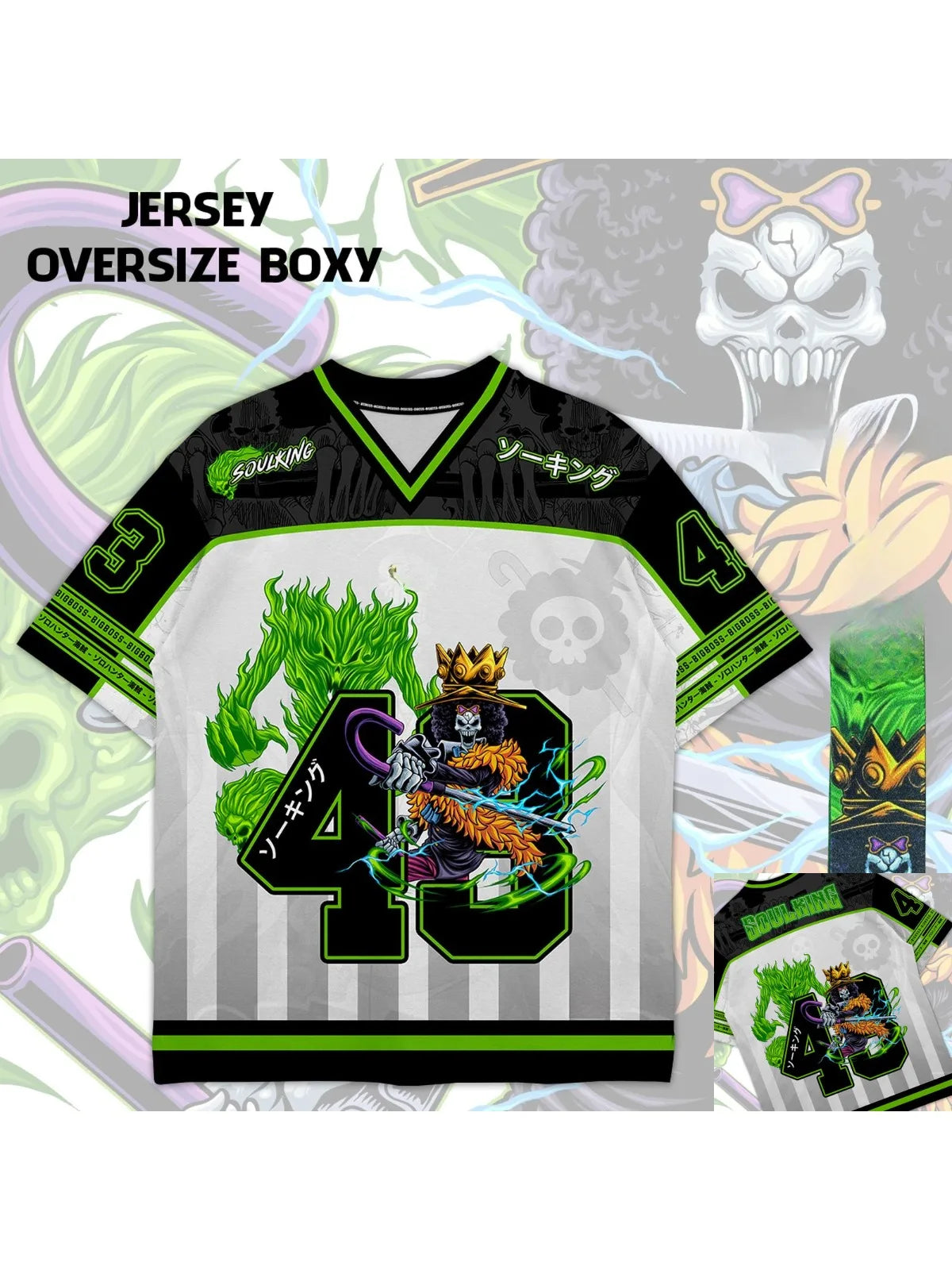 43 Jersey One Piece Soulking Brook Anime Y2k Style Kpop Baseball Hockey T-shirt Fashion Streetwear Anime Daily Unisex Tops Tees