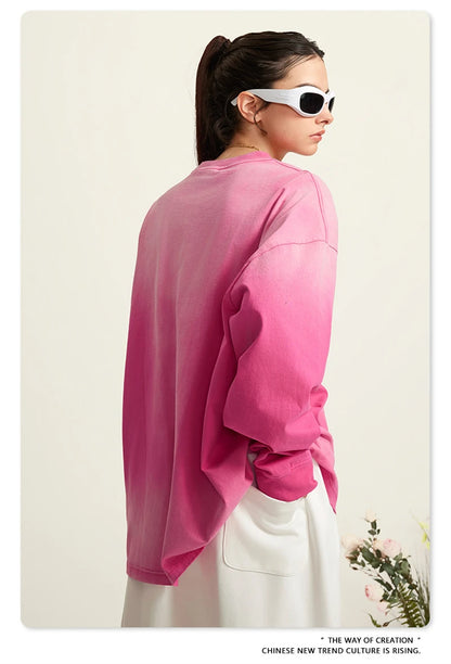 ZODF Retro Monkey Washed 260gsm Cotton T-Shirt For Men Unisex High Street Loose Full Sleeve T Shirt Brand Streetwear HY0406