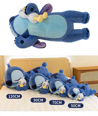 120cm Large Big Size Disney Stitch Holding Duck Anime Plush Stuffed Doll Room Plushies Pillow Ornaments Children's Holiday Gifts