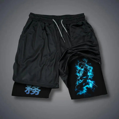 Demon Slayer Anime Men Gym Shorts Streetwear Summer Workout Sports Pants Sportswear Fitness Double-layer Quick Dry Beach Pants