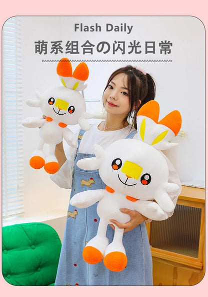 50/90cm Scorbunny Pokemon Large Plush Toys Anime Doll Cute Giant Pokémon Rabbit Cartoon Stuffed Plushie Pillow Gift for Kid Xmas
