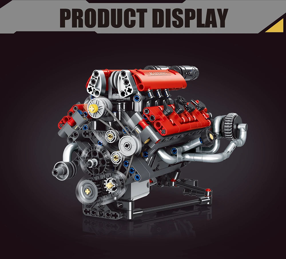 NEW Creative V8 Engine Model Set Building Block Technical Cars With LED Light Assembly Bricks Toys Decor Kids Christmas Gifts