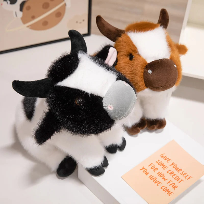 cow High Fidelity Anime Cute Plushie cattle Plush Toys Lifelike Animals Simulation Stuffed Doll Kawai Toy Gifts For Kids