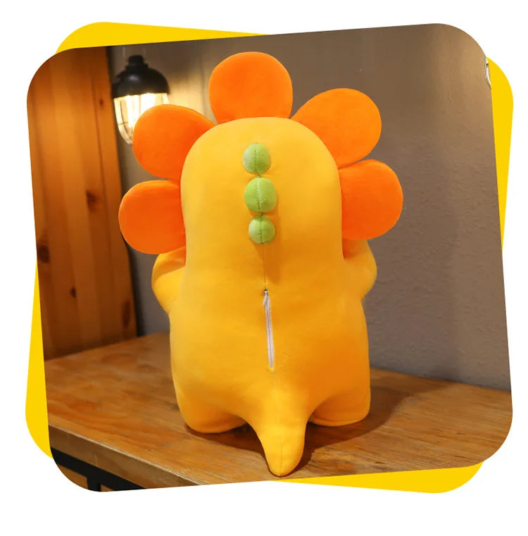 Kawaii Sunflower Nailong Plush Toy Cartoon Smile Dinosaur Silly Cute Stuffed Anime Sofa Pillow Room Decor for Kids Birthday Gift