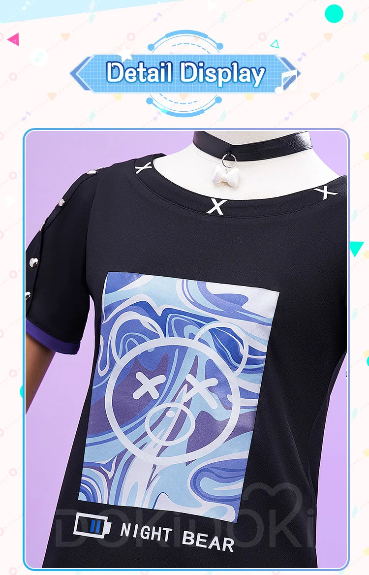 Yoisakii Kanadee Cosplay Costume Game DokiDoki-R Cosplay Women Cute Dress Cosplay Kanadee Bag Earphones Halloween Wig