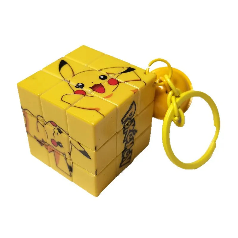 Pokemon Pikachu Mini Rubik's Cube Keychain Pendant Cute School Bag Pendant Thinking Cartoon Puzzle Kawaii Children Toys