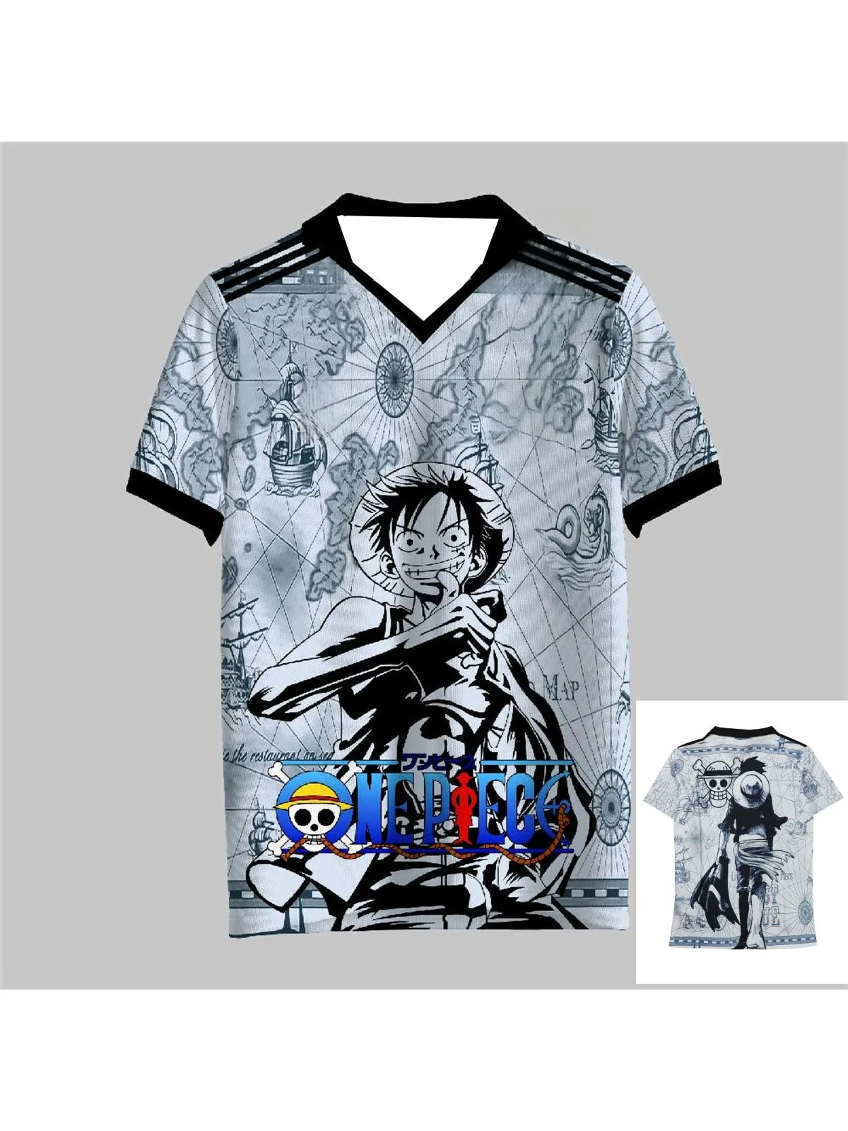 One Piece Luffy Anime Fashion Korean Style Kpop Baseball Hockey T-shirt Jersey Summer Streetwear Anime Daily Unisex Tops Tees