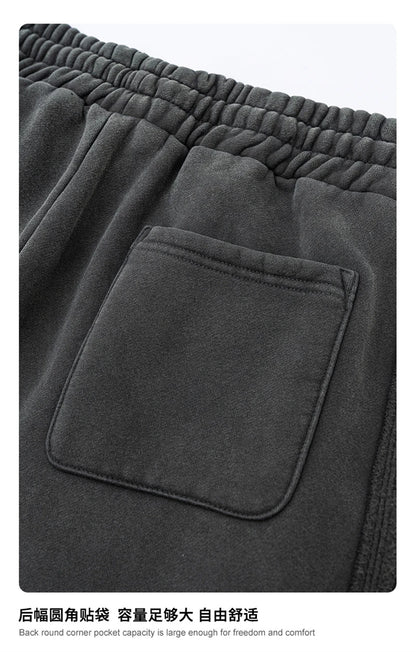 ZODF Vintage Man Winter Washed Fleece Straight Pants Unisex Distressed 360gsm Knitted Warm Trousers Brand Bottoms HY1092