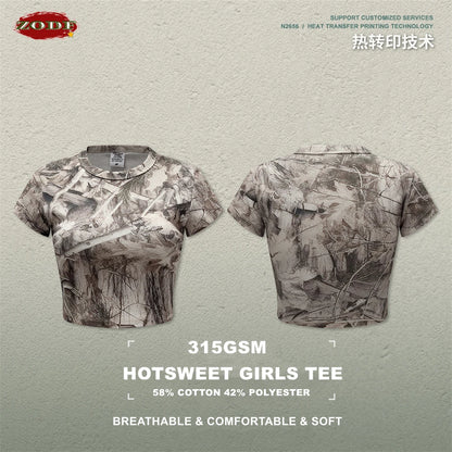 ZODF Sexy 2026 Summer Women Camouflage Printing Crop T-Shirts Hotsweet Girls O Neck Sport T Shirt Brand Tees HY1201