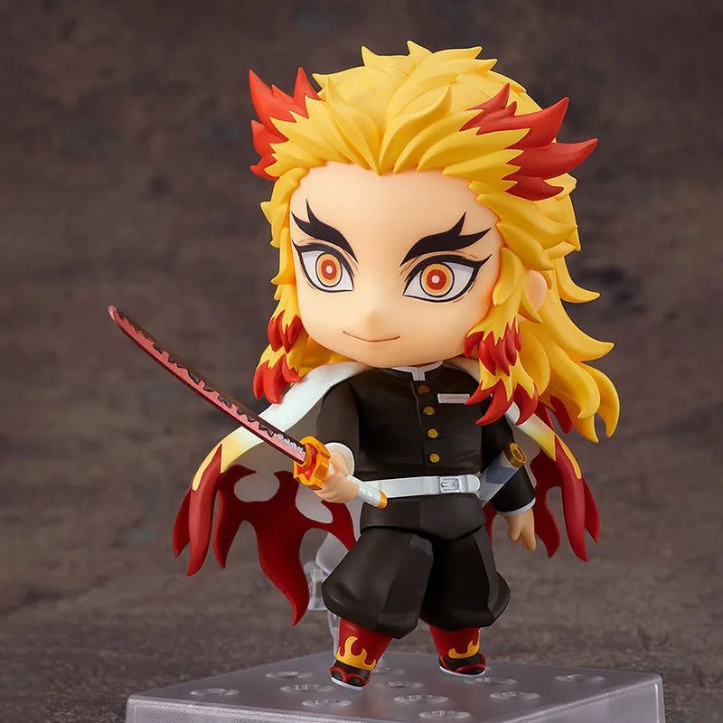 10CM Anime Demon Slayer Kimetsu No Yaiba Rengoku Kyoujurou Action Figures Q Version PVC Joint replaceable Figure Model Toy Gift