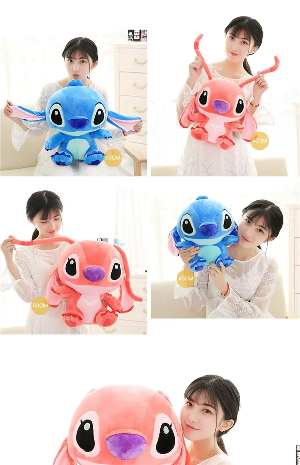 35-65cm Genuine Disney Kawaii Large Stitch Plush Toy Cute Anime Peripheral Plush Stuffed Doll Children's Birthday Christmas Gift