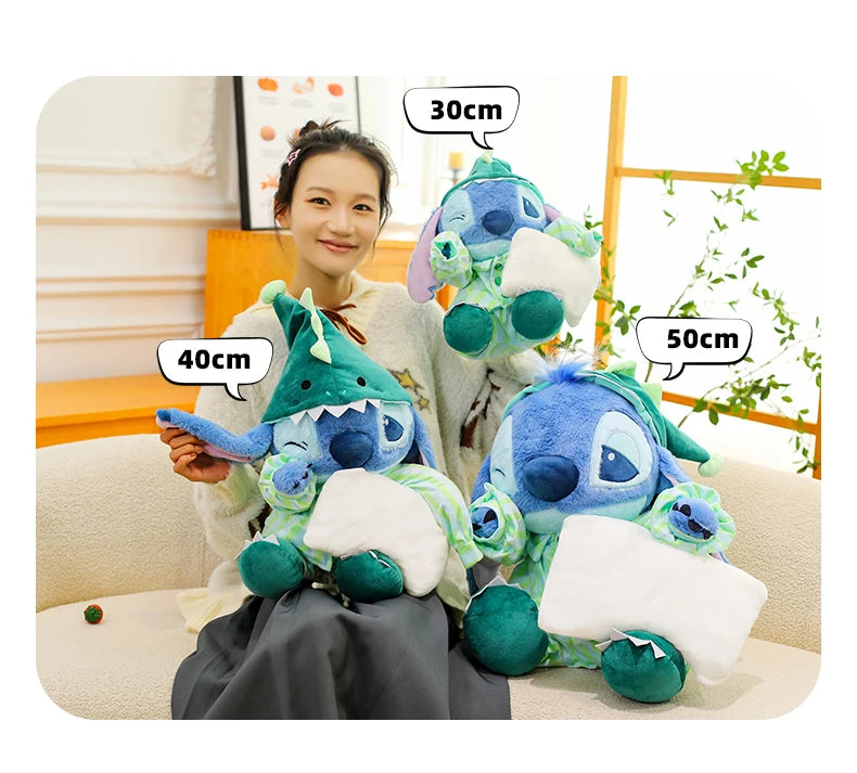 New 50cm Disney Cartoon Dinosaur Pajamas Stitch Plush Toy Body Pillow Cushion Sleeping Doll Room Decoration Toy Birthday Present
