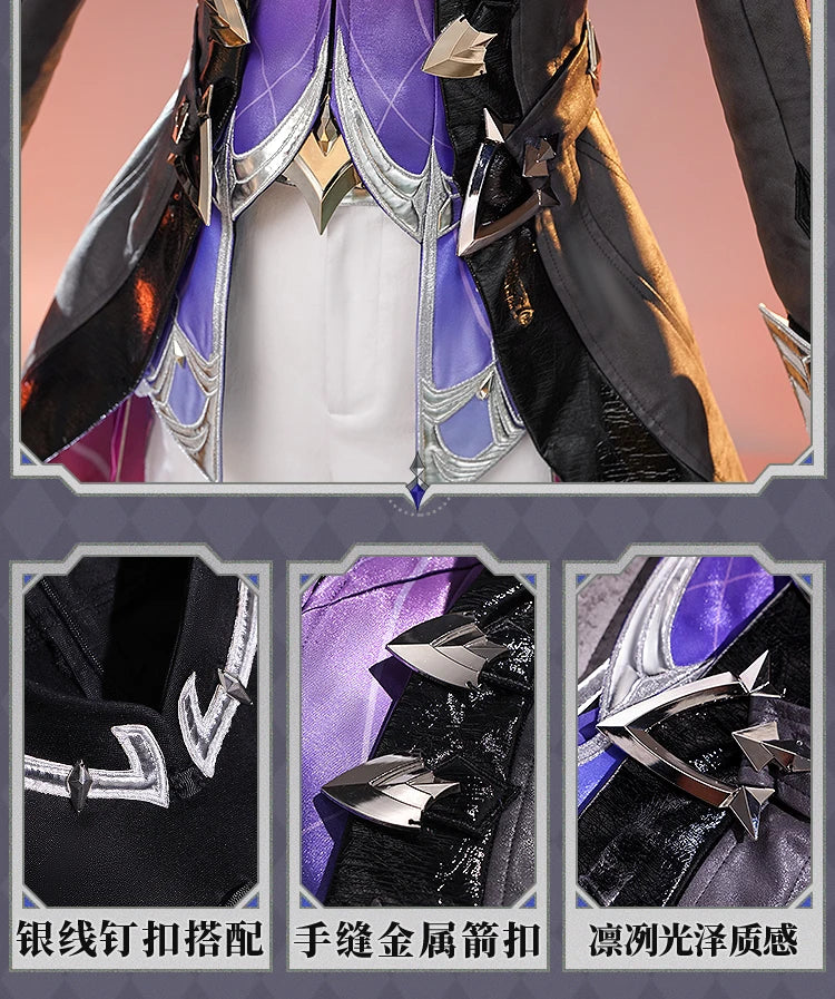 Genshin Impact Durin Cosplay Costume Wig Uniform Outfit Headwear Metal Props Halloween Party for Women Men Carnival Role Play