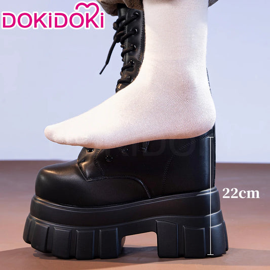 IN STOCK Women Cosplay Props 18cm Heightening Shoes DokiDoki Women Daily 12cm 11cm 18cm 22cm Black White Boots Shoes Halloween