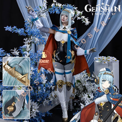 Genshin Impact Ineffa Cosplay Costume Wig Cloak Uniform Outfit Headwear Boom Boom Thunderwave Halloween Party for Women Girls