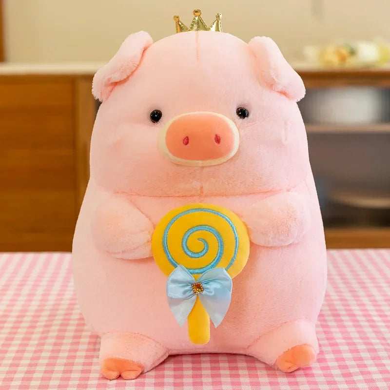 New 30cm Crown Stick Pig Doll Dwen Dwen Pig Plush Toy Children's Doll Cloth Doll Indoor Decoration Children's Gift