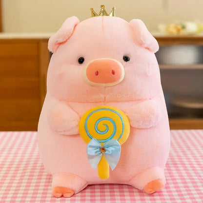 New 30cm Crown Stick Pig Doll Dwen Dwen Pig Plush Toy Children's Doll Cloth Doll Indoor Decoration Children's Gift