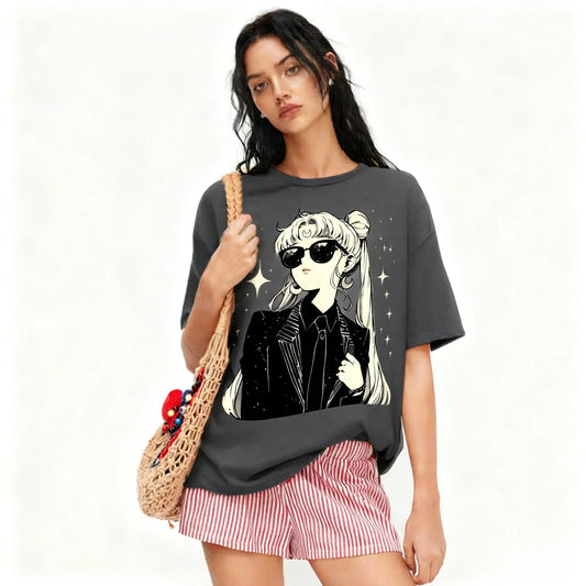 Unisex Sailor Moon Anime T Shirt Men Women Loose Cotton Streetwear Casual Tops Summer Graphic Tee Vintage Oversized Y2k Clothes