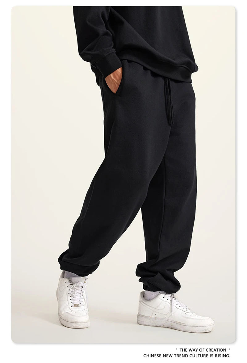ZODF New Men Heavy Weight 440gsm Solid Sweatpants Unisex Loose Basic Casual Comfortable Sport Pants Joggers Streetwears HY0628