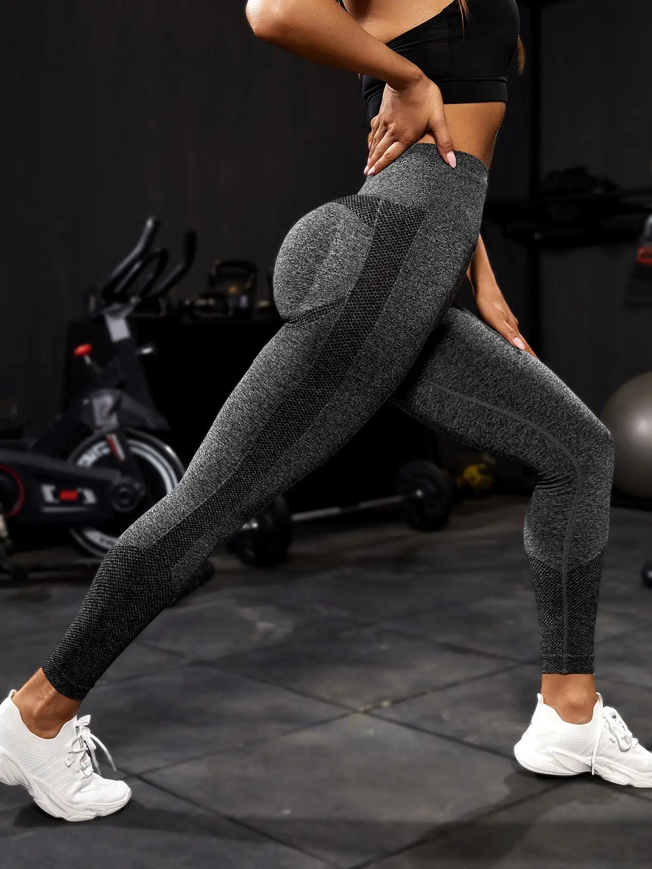 The Codex Seamless Yoga Sport Women’s Push Up Fitness Leggings Ankle-Length Gym Pants - black / M