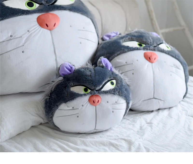 Disney Lucifer Cat Headrest Back Cushion For Car Seat Safety Belt Cover Huggable Pillow Stuffed Animal Grey Cat Plushies Gifts