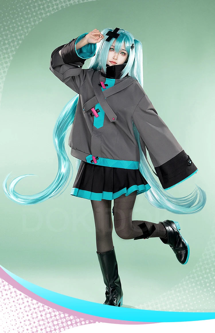 IN STOCK Mikuu Cosplay Costume Anime【S-3XL】DokiDoki-R Women Cute Dress Costume Mikuu Cosplay Headdress Plus Size