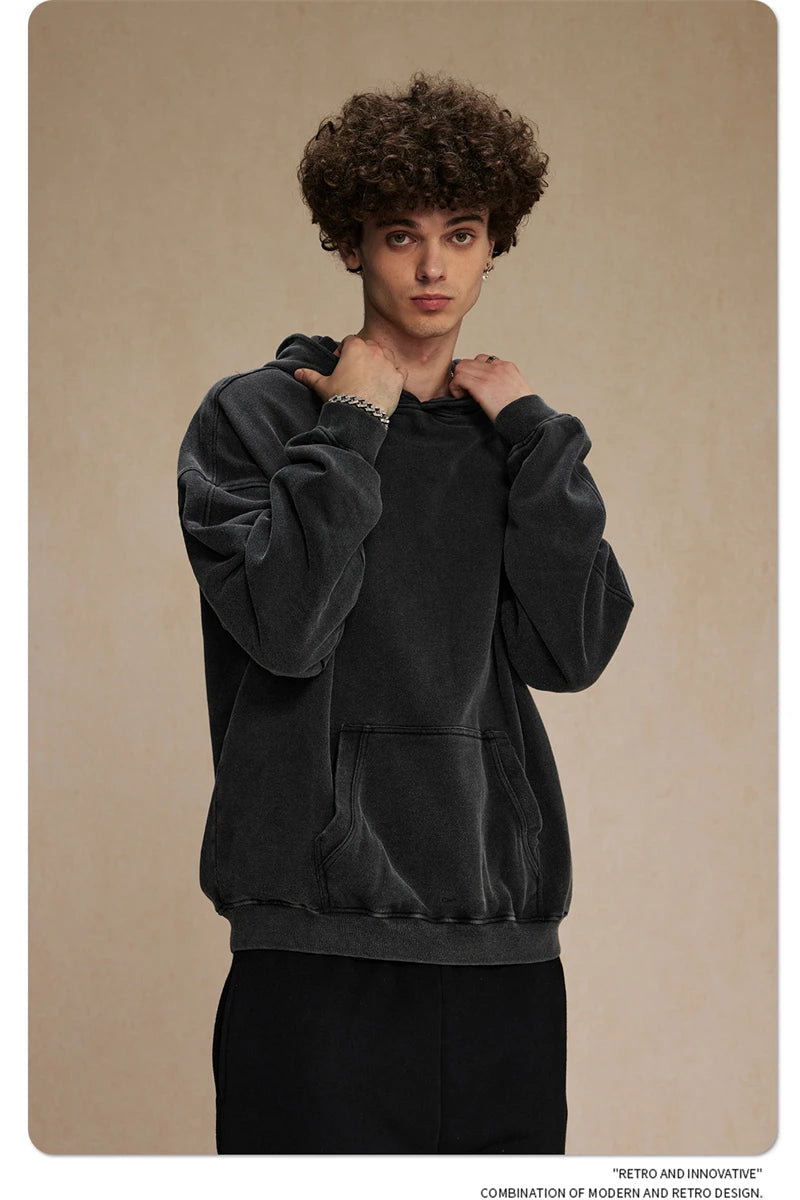 ZODF Vintage Batik Washed 420gsm Cotton Hoodies For Men Unisex Heavyweight Loose Hip Hop Hooded Sweatshirts Pullovers HY0696