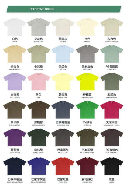 ZODF New 2025 Spring Summer 235gsm Solid Cotton T-Shirts For Men Women Unisex Loose Basic T Shirt Tees Brand Tops HY0970
