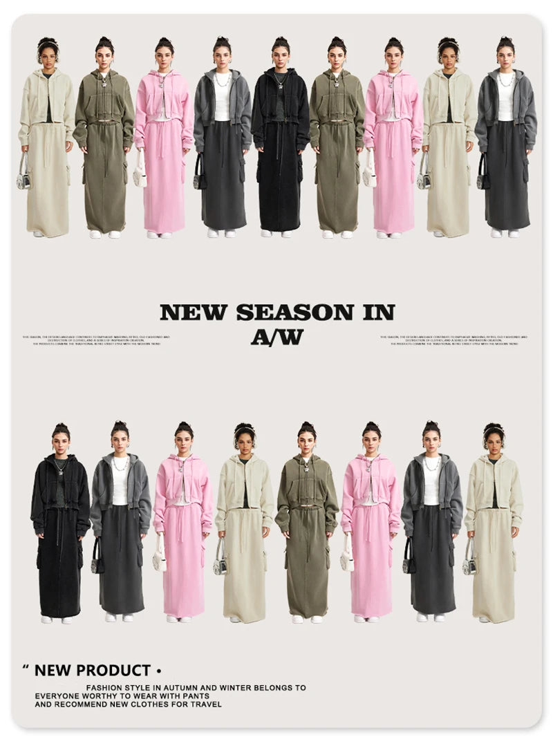 ZODF Retro 2025 Winter Women Short Zipper Hoodies Female Girls Loose 355gsm Thick Fleece Hooded Zip-up Coat Streetwears HY0448