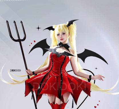 Tsukiyomi Utau Cosplay Costume Anime Shugo Chara Cosplay DokiDoki-R Women Cute Red Dress Tsukiyomi Utau Devil Cosplay Christmas