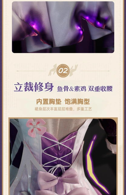 Honkai Star Rail Castorice Cosplay Costume Wig Dress Headwear Earrings Butterfly Props Halloween Party for Women Girls Carnival