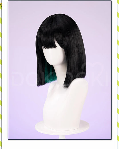IN STOCK SUA Wig Anime Cosplay Wig Alien Stage DokiDoki Women 35cm Black Short Hair Ear Clips Heat Resiatant Hair Free Wig Cap