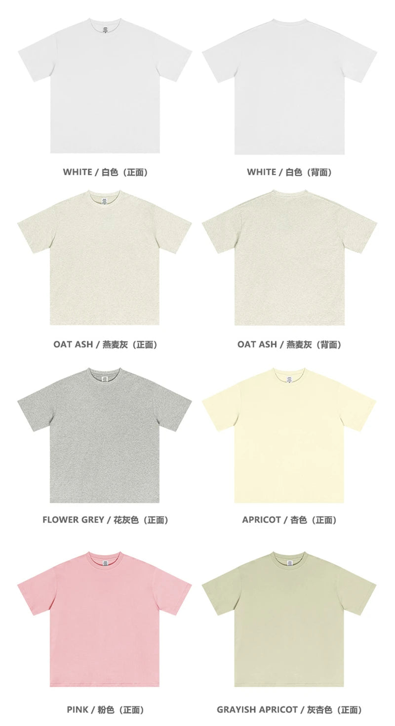 ZODF New 2025 Spring Summer 235gsm Solid Cotton T-Shirts For Men Women Unisex Loose Basic T Shirt Tees Brand Tops HY0970